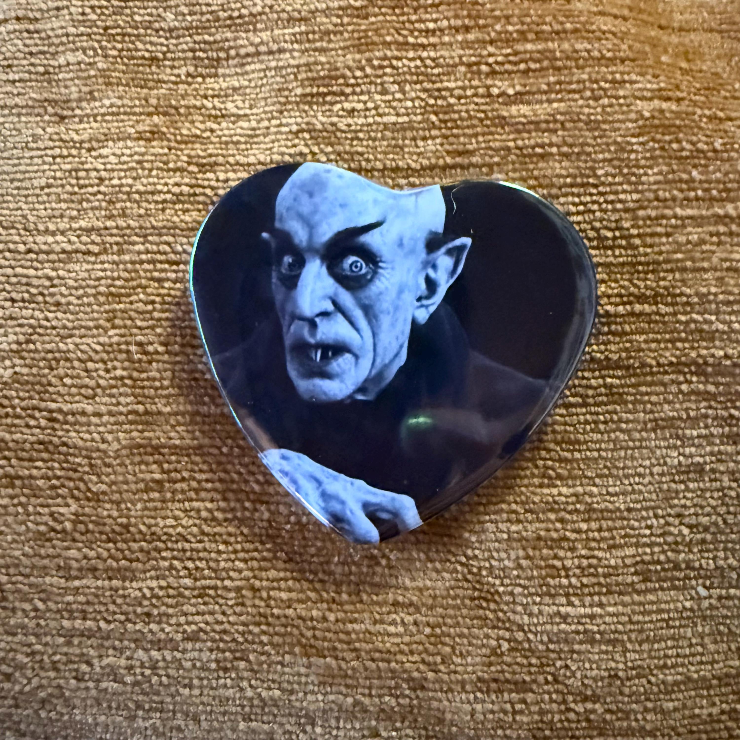 Nosferatu Heart Pin: Gothic Horror Valentine 2 Inch