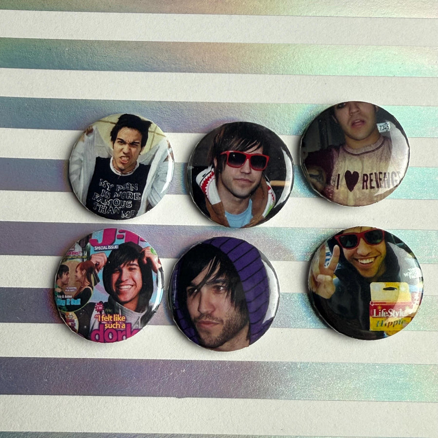 Pete Wentz Pin Set: Fall Out Boy 1 Inch Set of 6