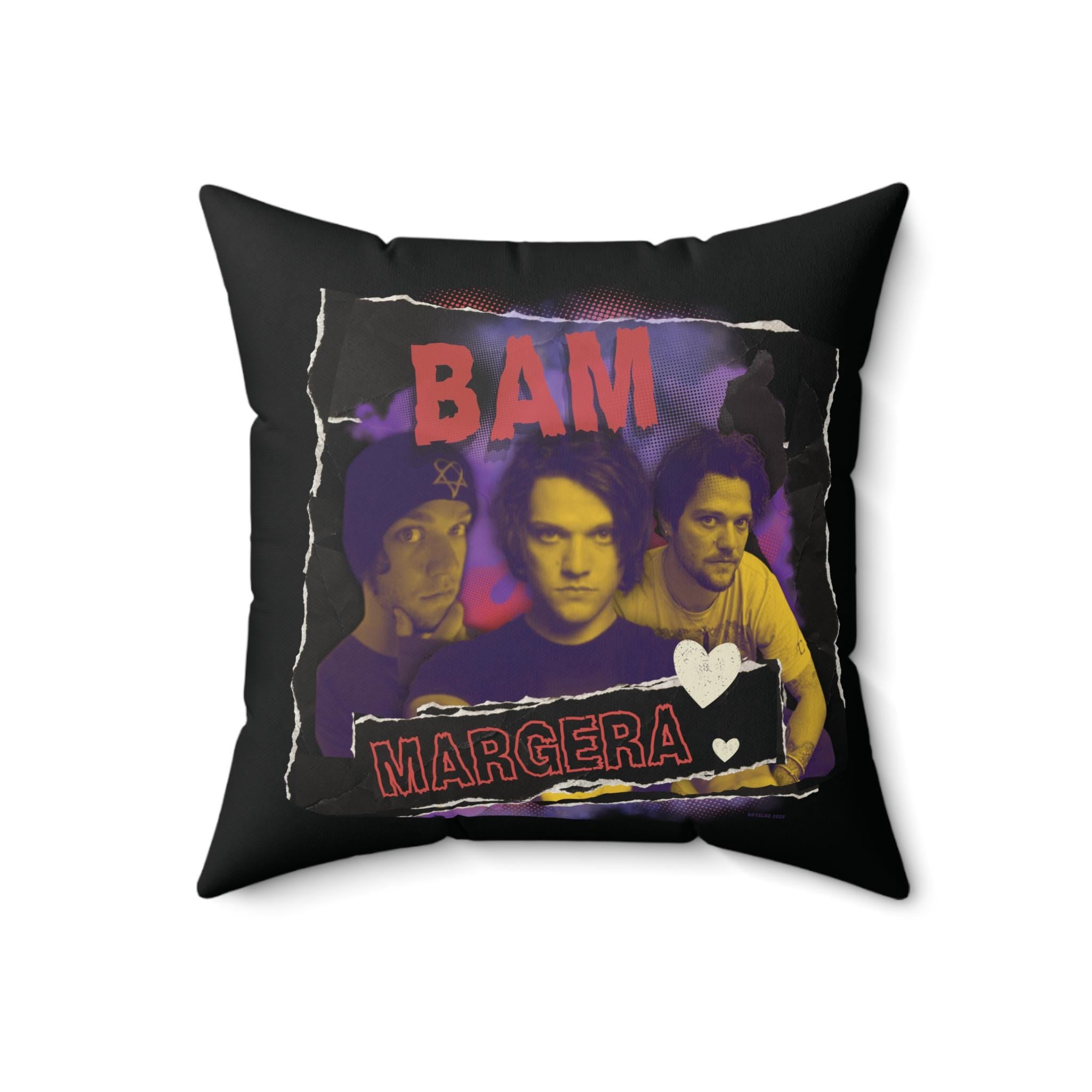Bam Margera Throw Pillow: 2000s Nostalgia, Distressed Collage Design