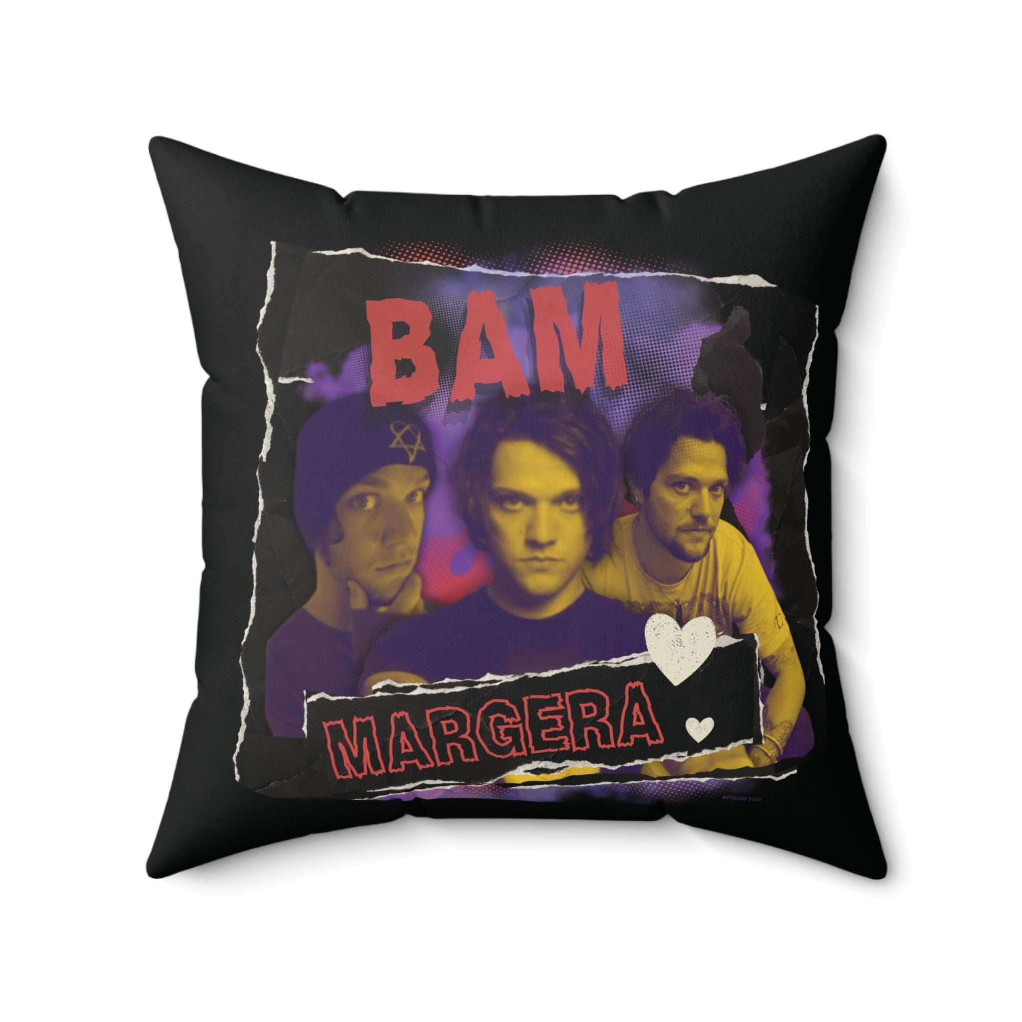 Bam Margera Throw Pillow: 2000s Nostalgia, Distressed Collage Design